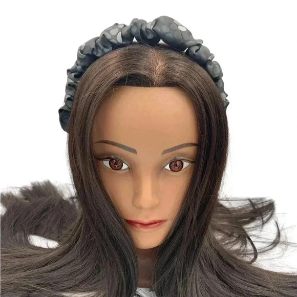 Multi-Gray Polka Dots Silk Headband Artisan Handcrafted Crown Hair Accessory - Picture 3 of 8
